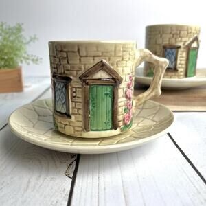 Set of 2 VTG SylvaC Cottage Ware Cup & Saucer Set Staffordshire England 1950-60s